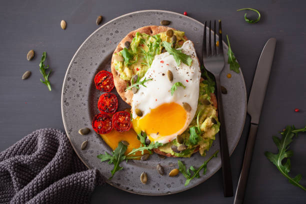 istock breakfast avocado sandwich with fried egg and tomato 1179782712