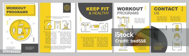 Workout Program Brochure Template Layout Stock Illustration - Download Image Now - Exercising, Healthy Lifestyle, Template