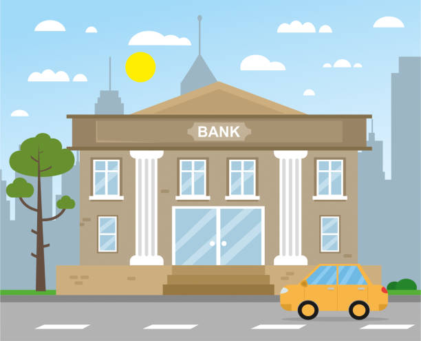 Bank Building Vector Illustration Stock Illustration - Download Image Now -  Bank - Financial Building, Banking, Building Exterior - iStock