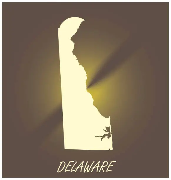 Vector illustration of Delaware map vector outline cartography black and white illuminated grunge background illustration