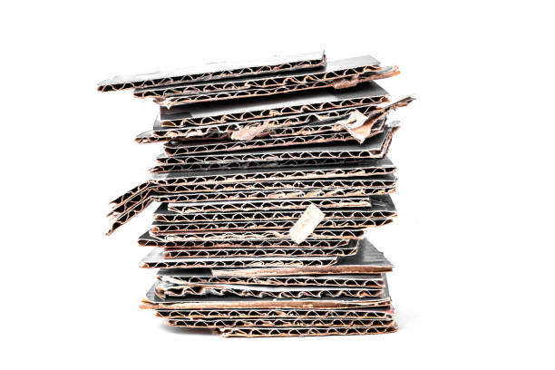 Cardboard stack isolated on white background stock photo