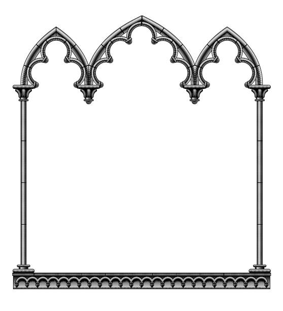 Black classic gothic architectural decorative frame isolated on white Black classic gothic architectural decorative frame isolated on white. Vintage engraving stylized drawing. Vector Illustration church borders stock illustrations
