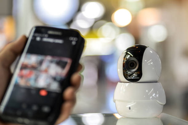 istock Male hand press phone watch CCTV 1179793757