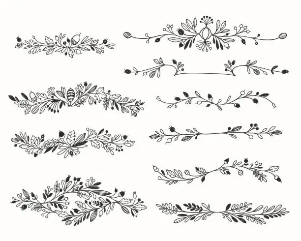 Vector illustration of Ornamental Floral Vector Dividers