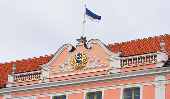 Parliament Building Of Estonia. Toompea castle. Close-up view.