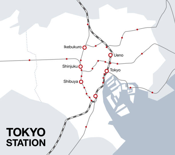 tokio 23 okręgi japonia obszar mapa centralna stacja wektor ilustracja materiału - graphix stock illustrations
