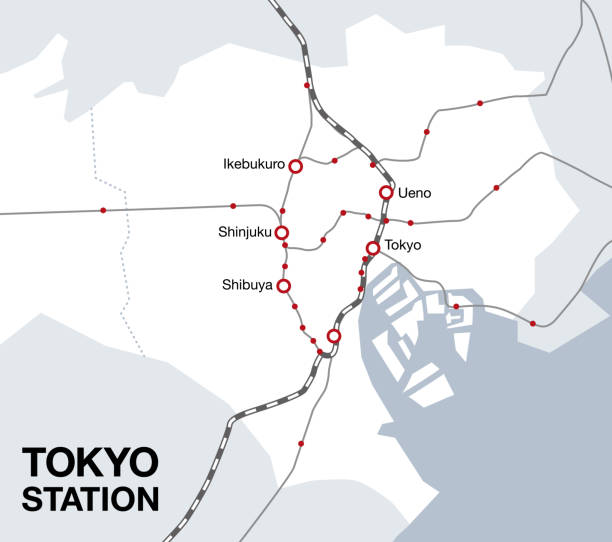 Tokyo 23 wards japan area map central station vector illustration material Tokyo 23 wards japan area map central station vector illustration material kanto region stock illustrations