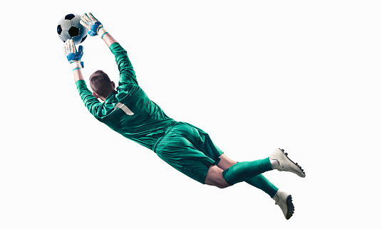 Isolated soccer player on a white background