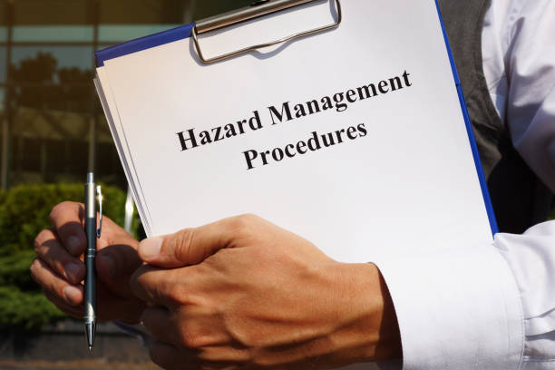 istock Business photo shows printed text Hazard management procedures 1179800678