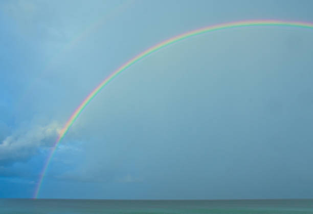 istock Beautiful, bright, lucent and real rainbow across the ocean 1179802297