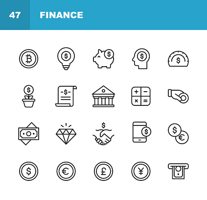 20 Finance and Banking Outline Icons.