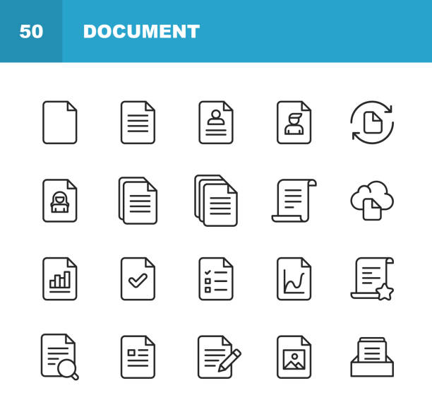 Document Line Icons. Editable Stroke. Pixel Perfect. For Mobile and Web. Contains such icons as Document, File, Communication, Resume, File Search. 20 Document Outline Icons. report document stock illustrations