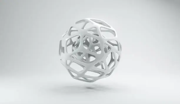 Photo of Abstract 3D Sphere Render. Voronoi Diagram Technique