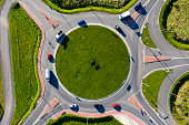 Traffic Circle with Cars, Bird's Eye View