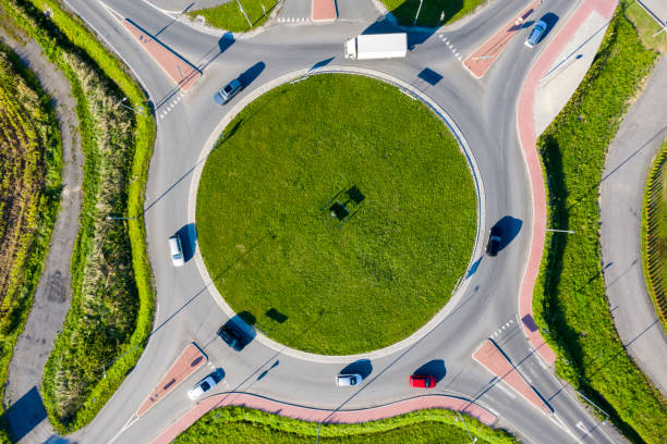 istock Aerial view of traffic circle 1179809197