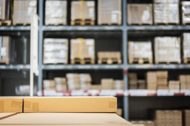 istock Stack of cardboard boxes in smart warehouse industry logistic. 1179812999