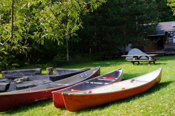 istock red canoes at camp 1179813772
