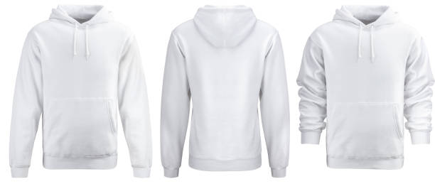 White hoodie template White hoodie template. Hoodie sweatshirt long sleeve with clipping path, hoody for design mockup for print, isolated on white background. mannequin photos stock pictures, royalty-free photos & images