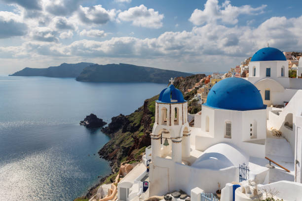 istock Santorini blue dome churches, Greece 1179816619