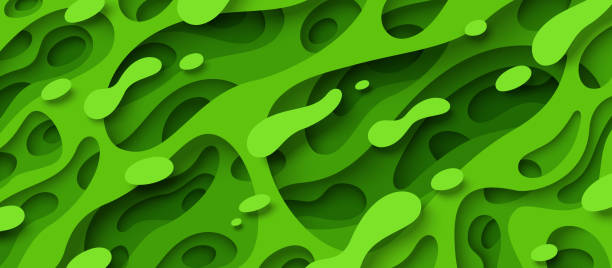 зеленая бумага вырезать фон - textured render form water stock illustrations