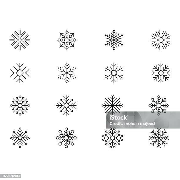 Snowflakes Icon Set Different Shapes Linear Icons Line With Editable Stroke  Stock Illustration - Download Image Now - iStock