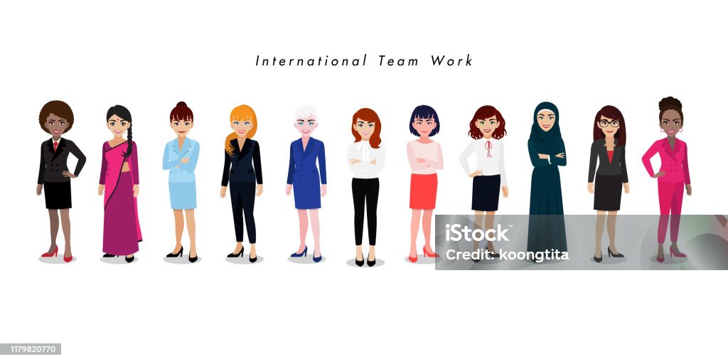 Ilustración de Grupo De Mujeres De Negocios Internacionales Sobre Fondo Blanco Un Conjunto De Empresarios De Pie Juntos Diferentes Nacionalidades Y Estilos De Vestir Carácter De Dibujos Animados O Vector De Diseño Ilustración de Grupo De Mujeres De Negocios Internacionales Sobre Fondo Blanco Un Conjunto De Empresarios De Pie Juntos Diferentes Nacionalidades Y Estilos De Vestir Carácter De Dibujos Animados O Vector De Diseño
