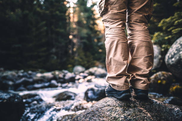 istock Crossing mountain water stream 1179823564
