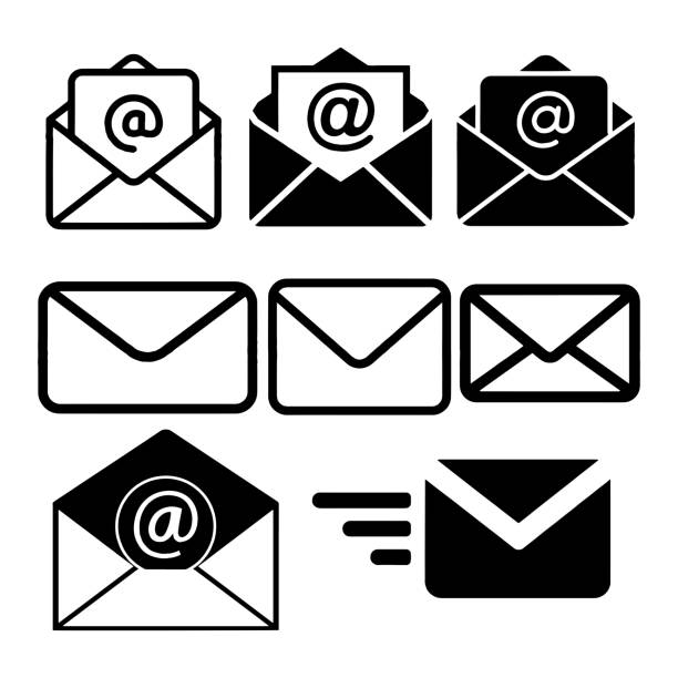 ilustraciones, imágenes clip art, dibujos animados e iconos de stock de icono de correo aislado en la ilustración vectorial de fondo blanco - envelope