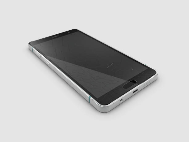 istock Broken mobile phone screen, 3d Illustration isolated gray 1179823672