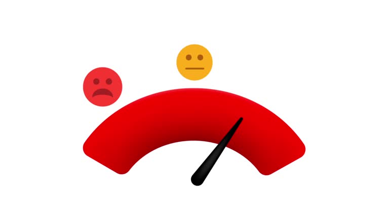 Scale from sad to happy smiles with arrow motion video