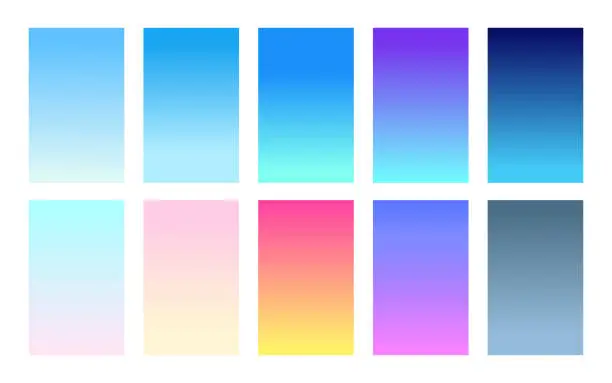 Vector illustration of Vector set of gradient backgrounds sky color palette