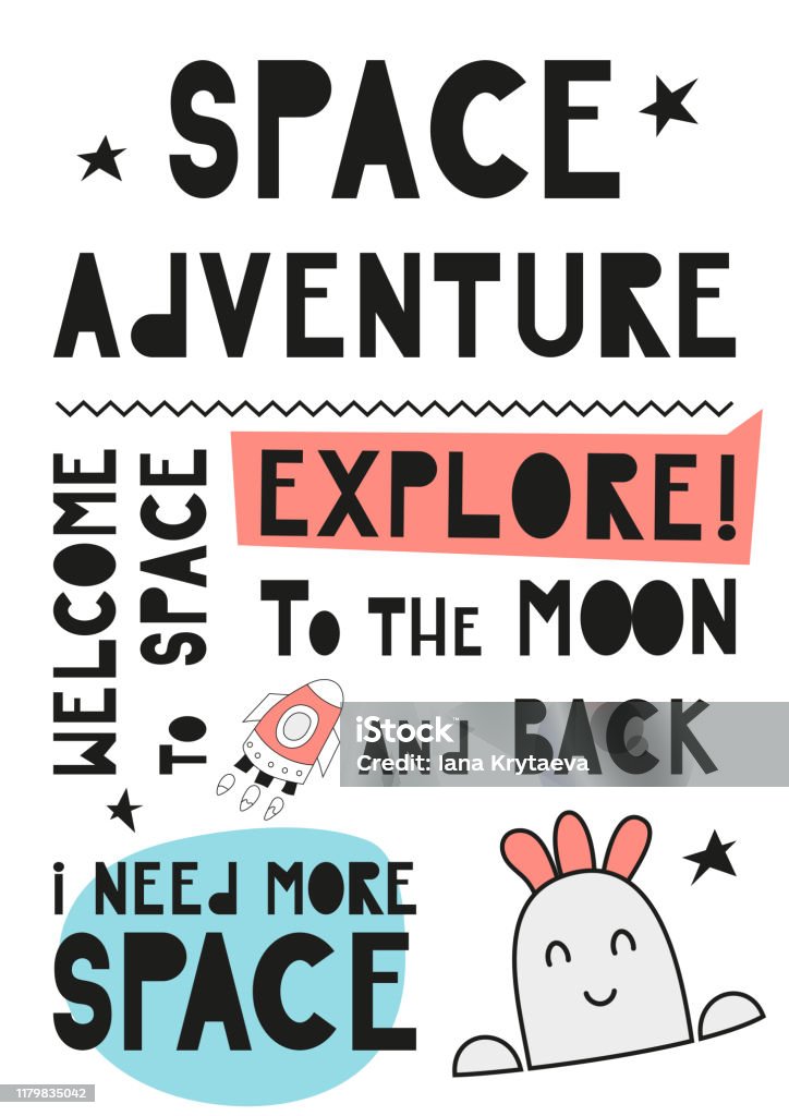 Poster For Nursery Stock Illustration - Download Image Now - Alien,  Astronaut, Astronomy - iStock