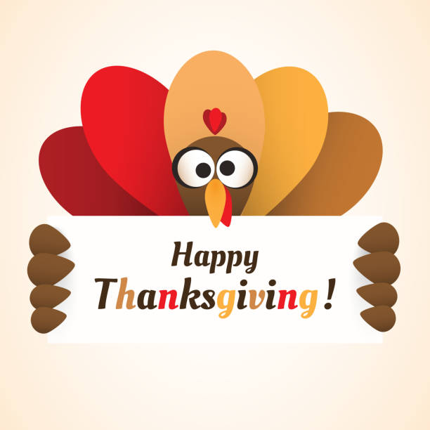 행복 한 추수 감사절 카드 디자인 템플릿 - turkey stock illustrations