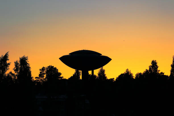istock Sunset over water tower in Finland 1179837781