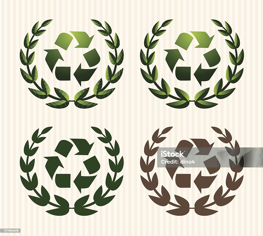 Recycling Kranz Icon-Set - Lizenzfrei Farbbild Vektorgrafik