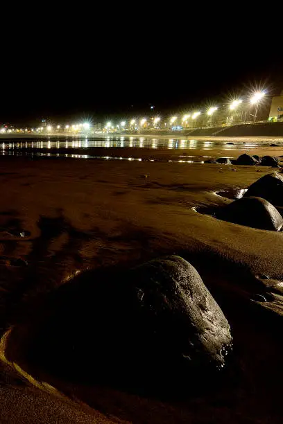 Photo of Las Palmas, Spain - March 6, 2019: view of Las Canteras Beach at night