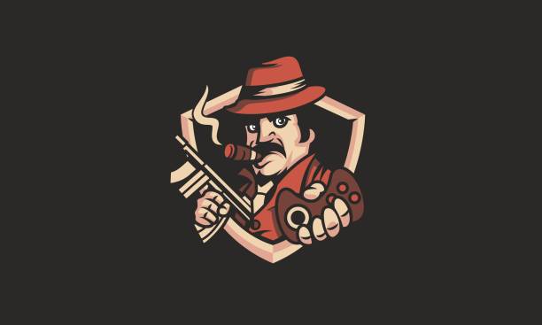 Cartoon E-Sport Gaming Mafia Mascot Download with the EPS file for any scalable or editable needs. mob boss stock illustrations