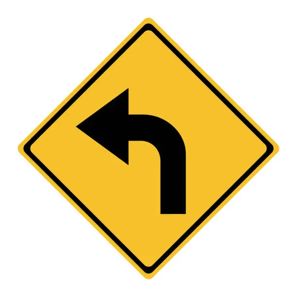 Vector illustration of Turn left traffic sign vector illustration - Traffic road sign