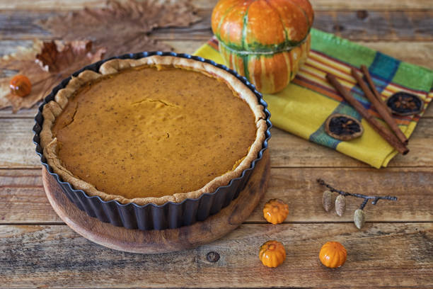 istock Thanks giving dining, pumpkin pie at table, close-up 1179858976