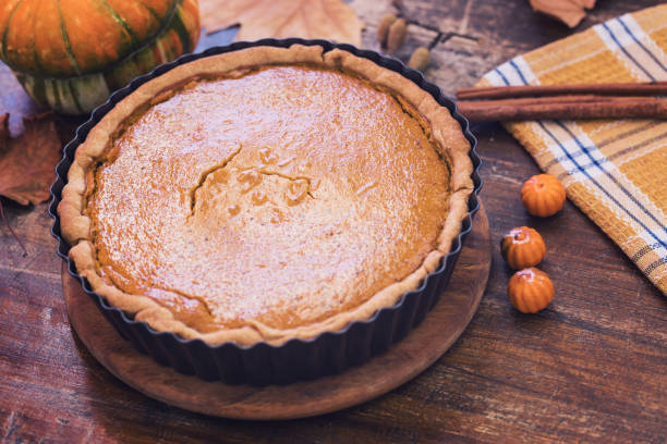 istock Thanks giving dining, pumpkin pie at table, close-up 1179859126