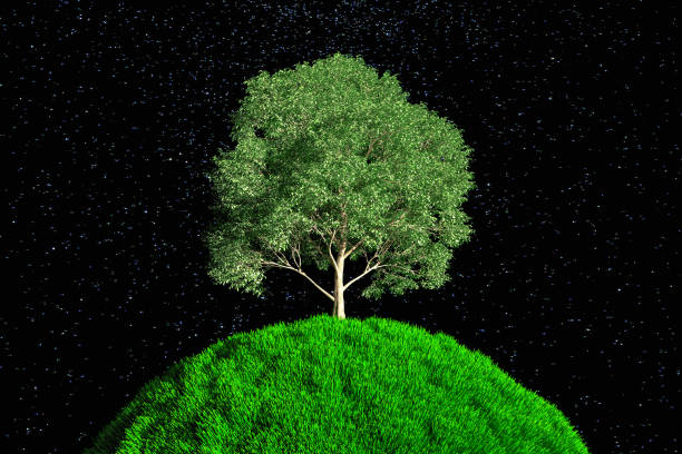 a green globe in the middle of the universe (3d rendering)