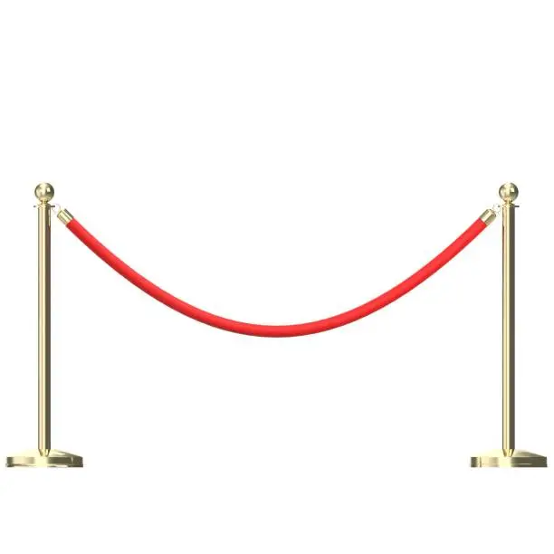 3D rendering illustration of a red velvet rope