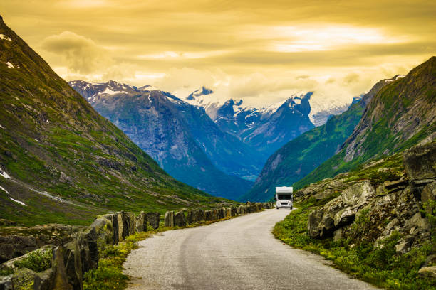 istock Camper car in norwegian mountains 1179877996