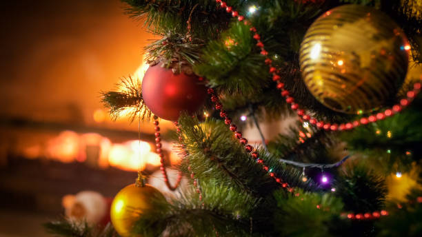 istock Closeup image of beautiful decorated Christmas tree branches with baubles, beads and lights 1179878196
