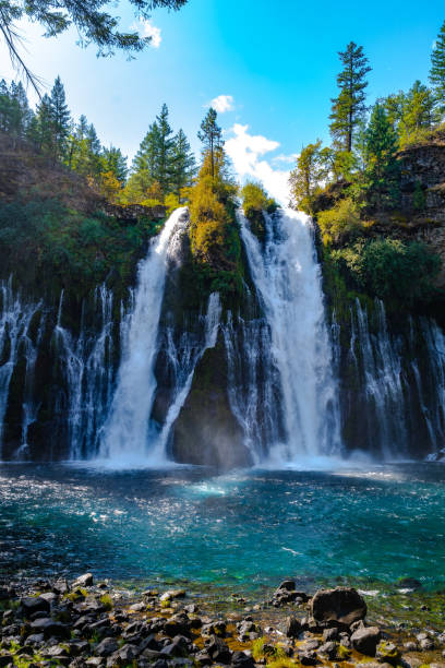 Waterfall in a paradise at California McArthur Burney Falls, California, Nature, Amazing Waterfall burney falls stock pictures, royalty-free photos & images