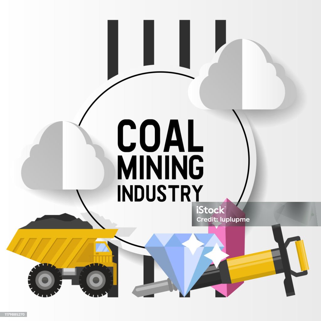 Mining Vector Poster Mineral Mining Black Mining Coal Industry Vector Illustration Stock ...