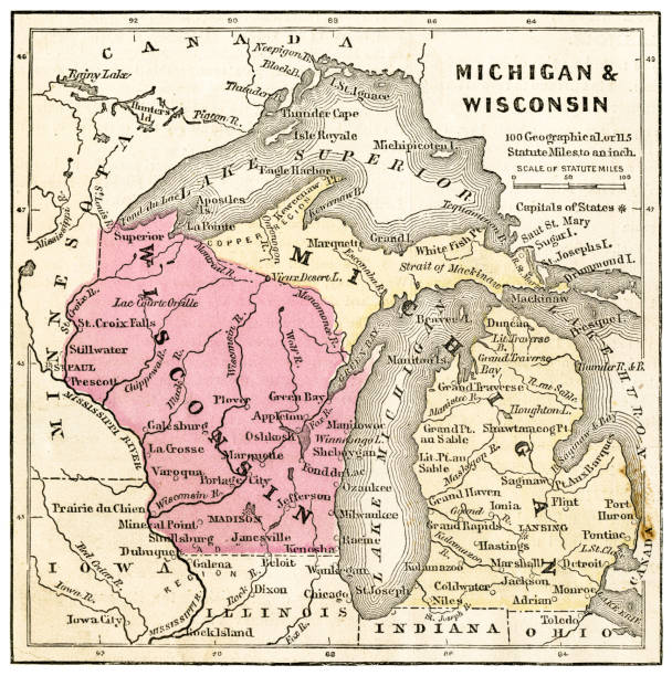 istock Map of Michigan and Wisconsin 1871 1179922476