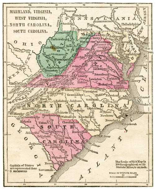Georgia And South Carolina Map Stock Photos Pictures Royalty Free Southern States Map 1871 