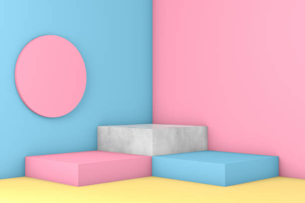 istock 3D Geometric Shapes Abstract Minimal Background, Blank Product Stand, Room Corner 1179931364