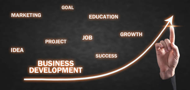istock Businessman hand touching in arrow. Business development 1179934363